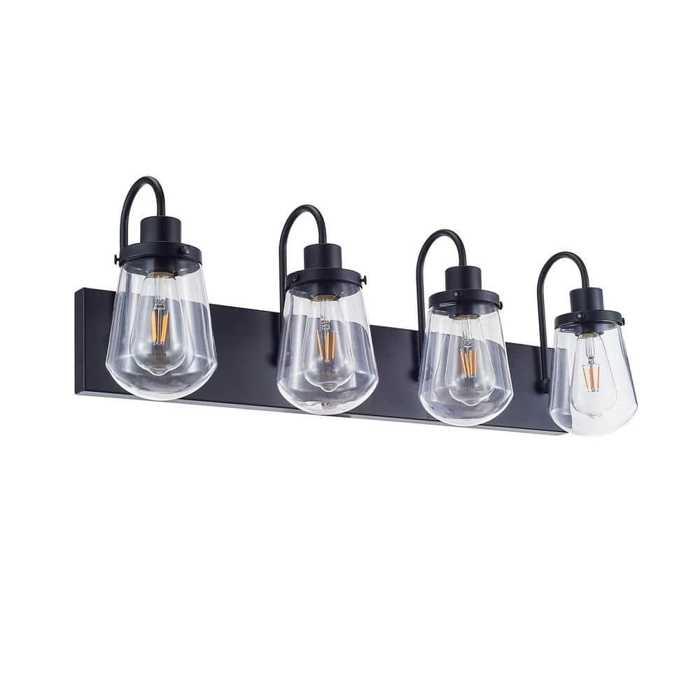 Modern 29.92 in. 4-Light Integrated LED Vanity Light with Clear Glass, Black price history on PriceWatchPro