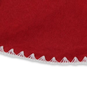 26 in. Cardinal Red and White Shell Stitching Mini Christmas Tree Skirt