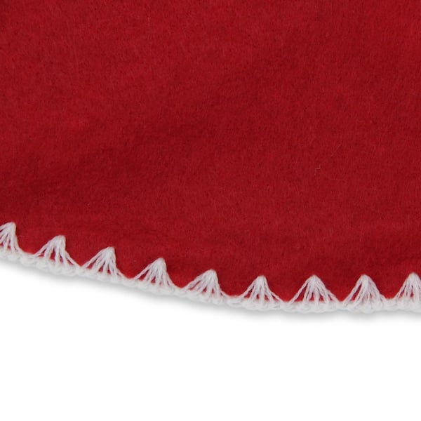 Northlight 26 in. Cardinal Red and White Shell Stitching Mini Christmas Tree Skirt