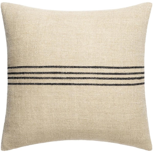 Livabliss Becki Owens Brett Accent Light Brown/Black Striped Polyester 18 in. L x 18 in. W Throw Pillow