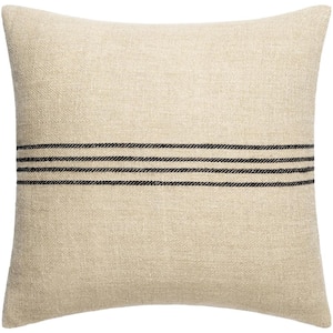Modern Brett Accent Pillow Cover with Down Insert, 18 in. L x 18 in. W, Light Brown/Black
