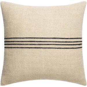 Modern Brett Accent Pillow Cover with Down Insert, 20 in. L x 20 in. W, Light Brown/Black