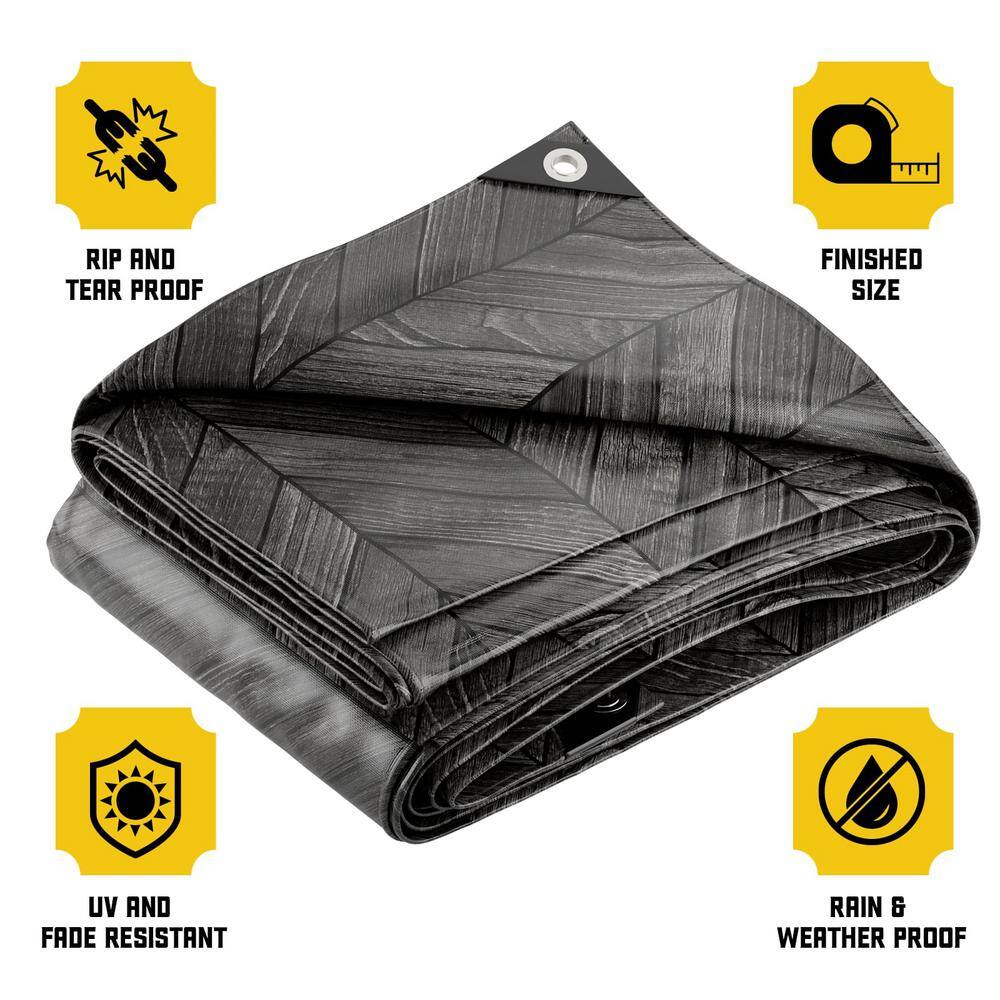 12' x 20' Grey Wood Print Heavy Duty Tarp