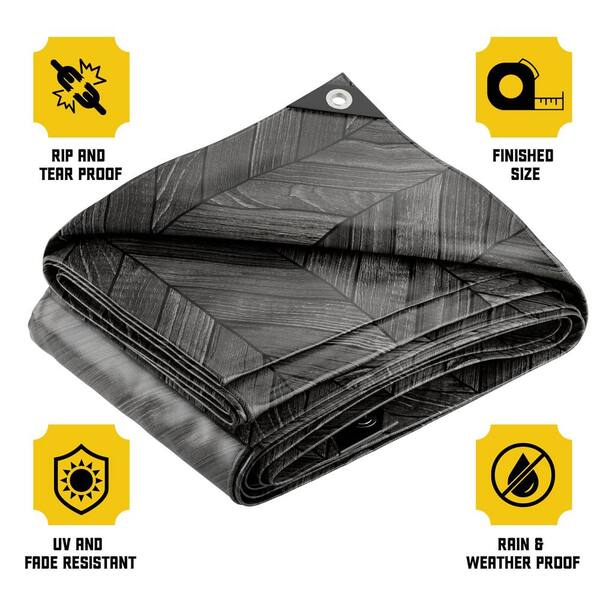 CORE TARPS 25 ft. X 40 ft., Grey Wood/Black, Extreme Heavy Duty 20