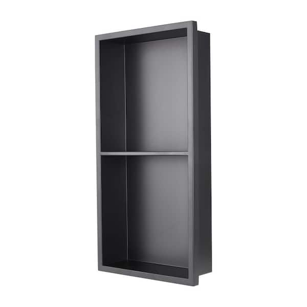 12 in. W x 24 in. H x 4 in. D Stainless Steel Shower Niche in Matte Black