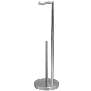 Bathroom Freestanding Toilet Paper Holder Stand with Reserver in Brushed Nickel