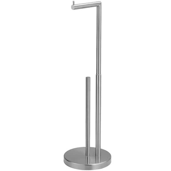 Bathroom Freestanding Toilet Paper Holder Stand with Reserver in Brushed Nickel