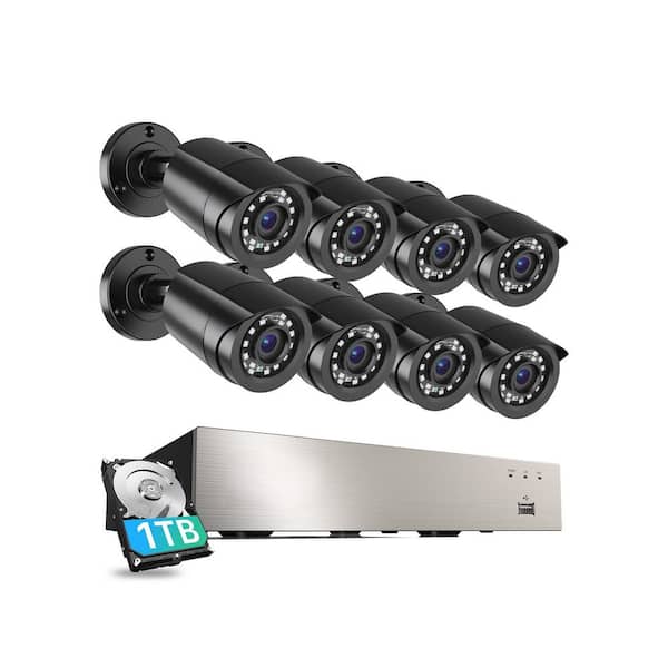 Adrinfly 3K 8CH Wired Security Camera System w 1TB Hard Drive AI Human Vehicle Detection Night Vision 8X 1080P Cameras