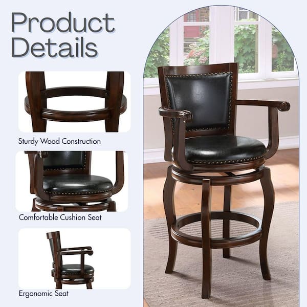 Boraam Jones 45 in. H Cappuccino High Back Wood 29 in. Barstool