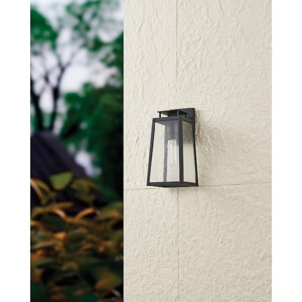 Salford 13-inch 1-light Matte Black Exterior Wall Sconce with Clear Antique Glass