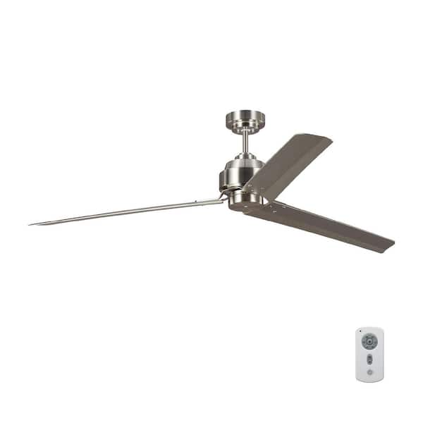 Generation Lighting Arcade 68 in. Indoor Brushed Steel Ceiling Fan with Remote Control