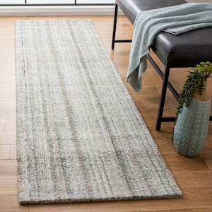 Abstract Green/Sage 2 ft. x 14 ft. Distressed Striped Runner Rug