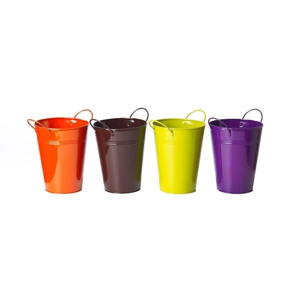 Bloomsz 5.5 in. D x 7 in. Tall Metal Colored Pot (Set of 4)