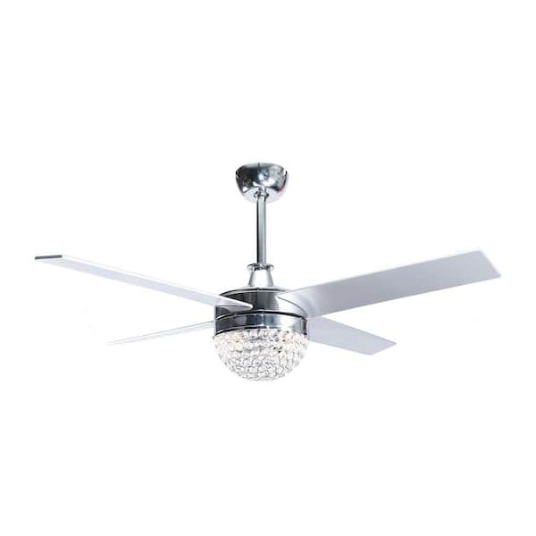 Flint Garden 48 in. Indoor Chrome Chandelier Ceiling fan with Crystal Light Kit and Remote Control Included