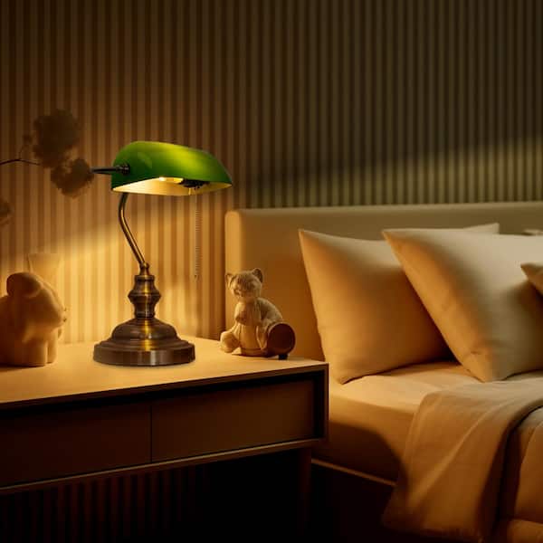 Bankers Desk Lamp Pull Chain Lamp Shade Newrays Antique Green