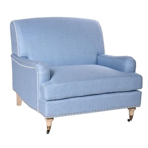 Dann Foley Natural, Chambray Blue Arm Chair