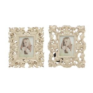 Rustic 1-Opening Vintage White Scrollwork Photo Frames (Set of 2)