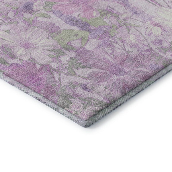 Mayfield Premium Machine Washable Abstract AMF1506 Lavender 2 ft. 3 in. x 7 ft. 6 in. Runner Rug