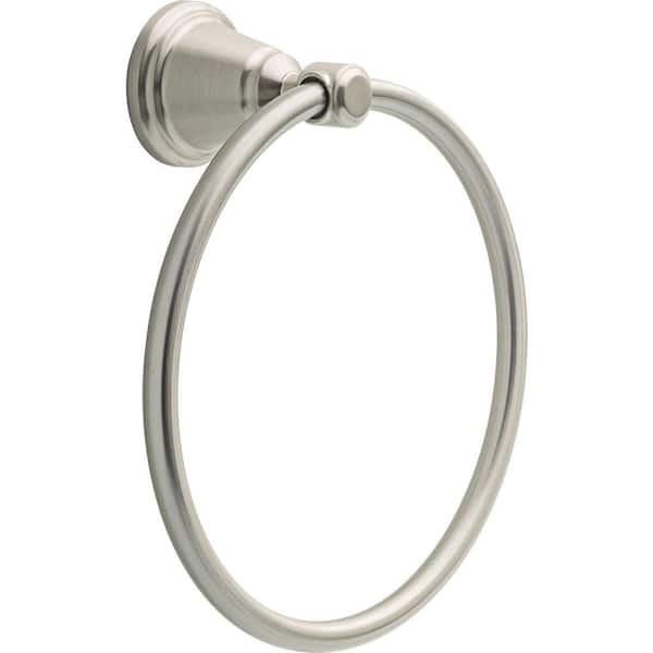 Foundations Design Series Wall Mounted Round Closed Towel Ring Bath Hardware Accessory in SpotShield Brushed Nickel