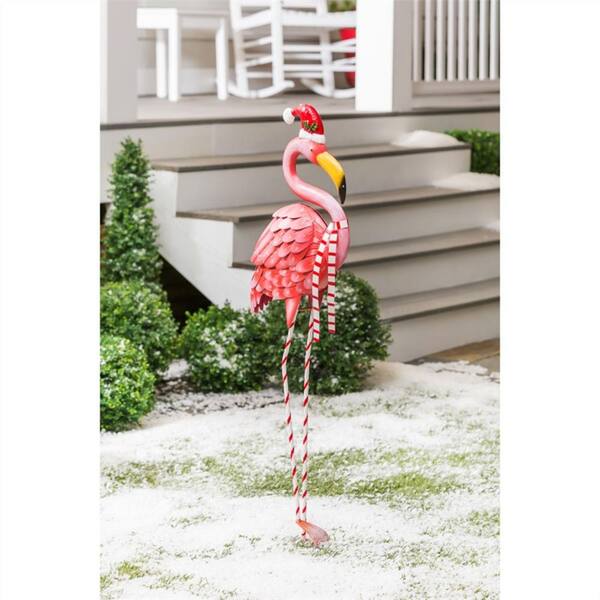 39.5 inches Tall Free Shipping Flying Flamingo Galvanized Metal Garden Decor 