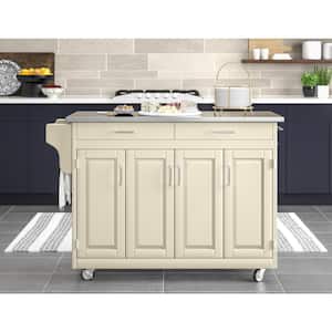 Create-a-Cart White Kitchen Cart With Stainless Top