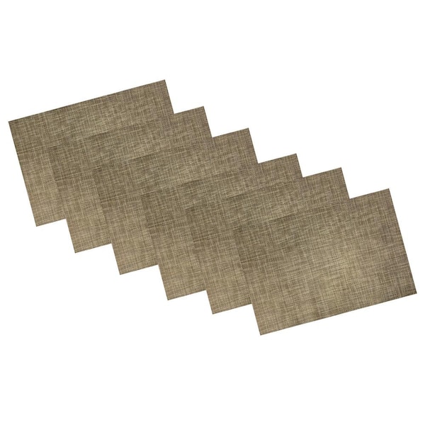 Kraftware EveryTable 18 in. x 12 in. Gold Woven PVC Placemat (Set of 6)