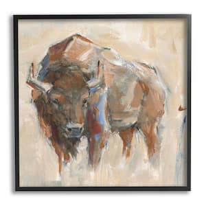 Bison Portrait Country Wildlife Painting Design by Ethan Harper Framed Animal Art Print 12 in. x 12 in.