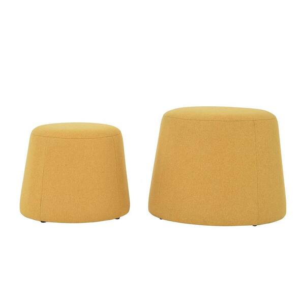 FurnitureR Pouf Footstool Yellow Ottoman Storage Round Floor Cushion Footstool for Living Room Bedroom