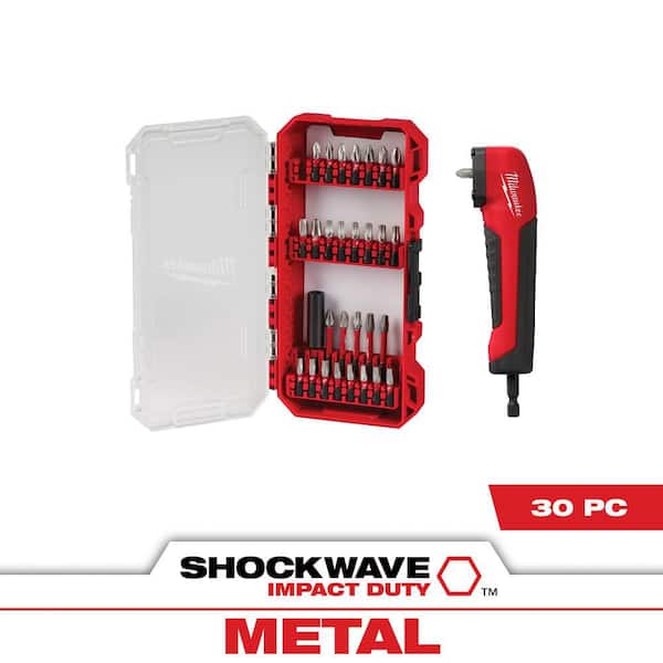 Milwaukee SHOCKWAVE Impact-Duty Alloy Steel Drill and Screw Driver Bit Set with Right Angle Adapter