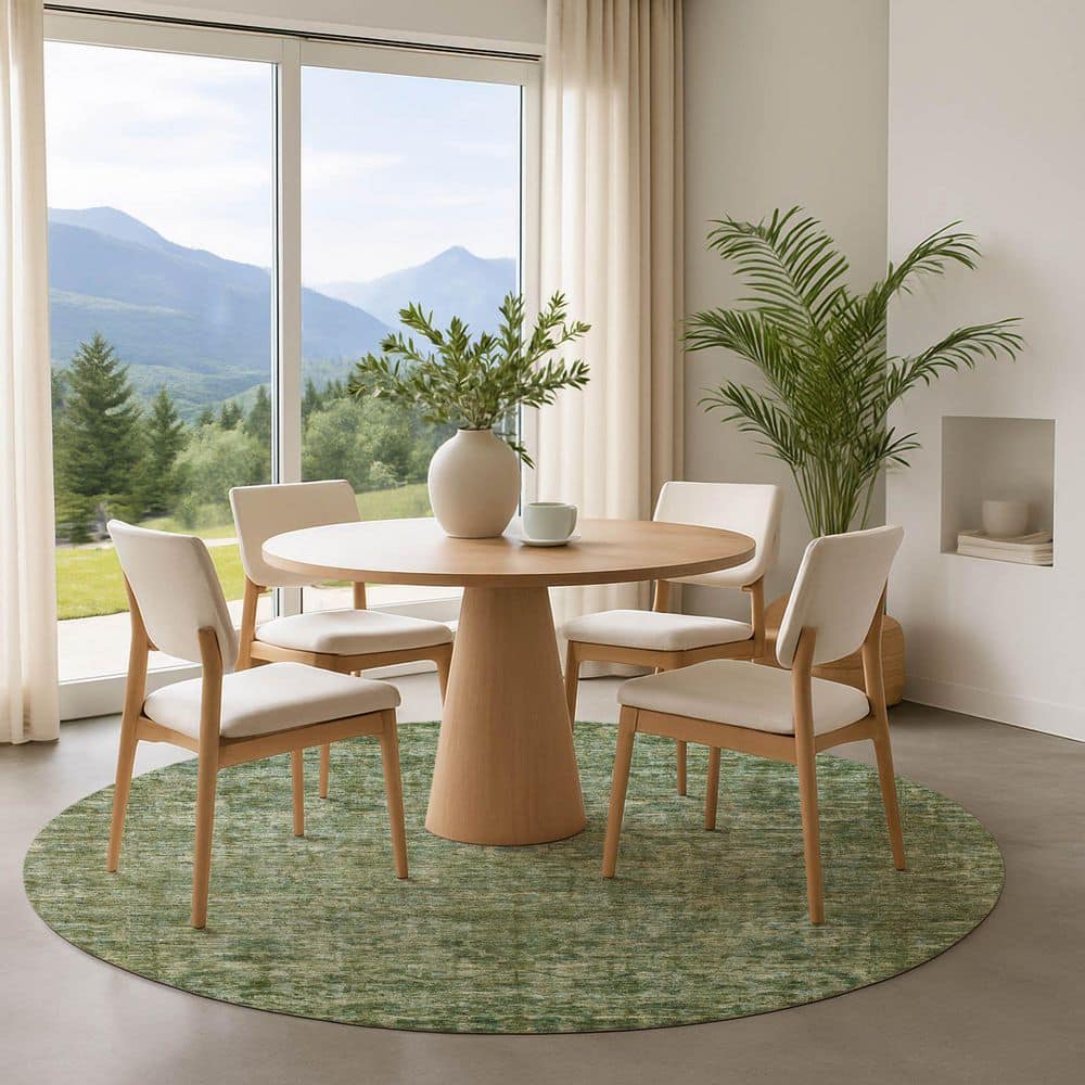 Mayfield Premium Machine Washable Abstract AMF1744 Olive 8 ft. x 8 ft. Round Rug price history on PriceWatchPro