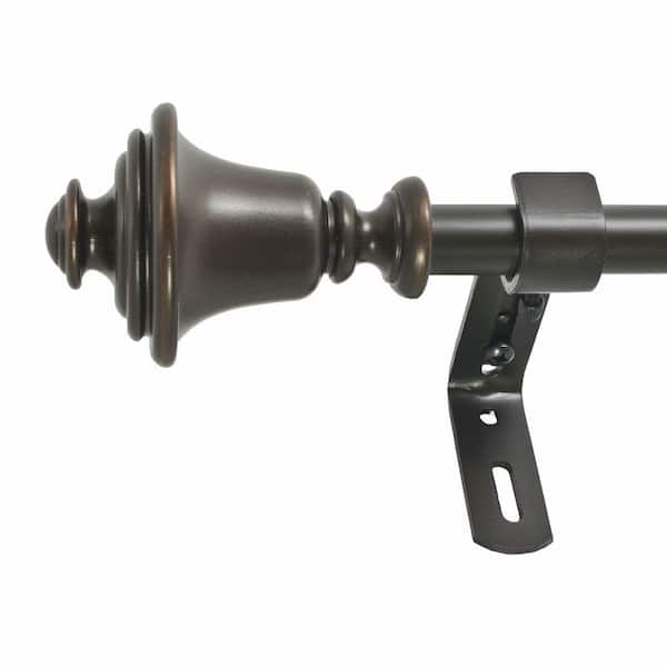 Montevilla Bell 26 in. - 48 in. Adjustable Curtain Rod 5/8 in. in Vintage Bronze with Finial