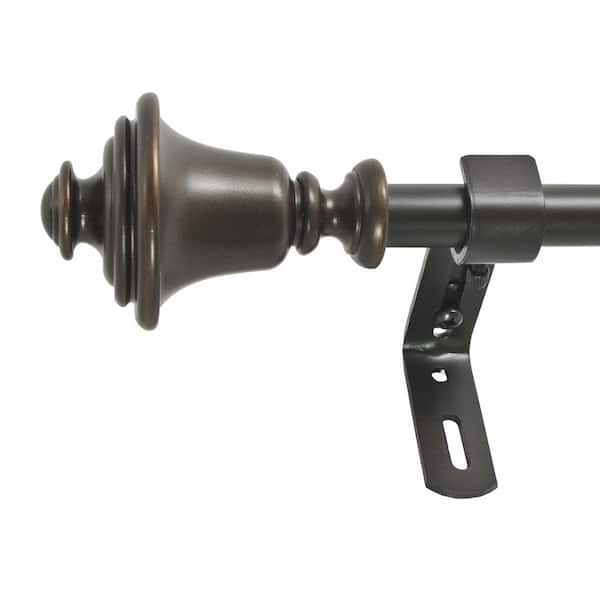 Montevilla Bell 48 in. - 86 in. Adjustable Curtain Rod 5/8 in. in Vintage Bronze with Finial