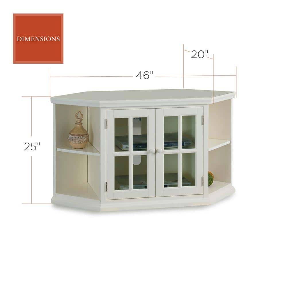 Riley Holliday 46" White Composite Wood Corner TV Stand with Cabinet