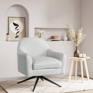 Fresno Light Grey Polyester Accent Chair with Swivel Base