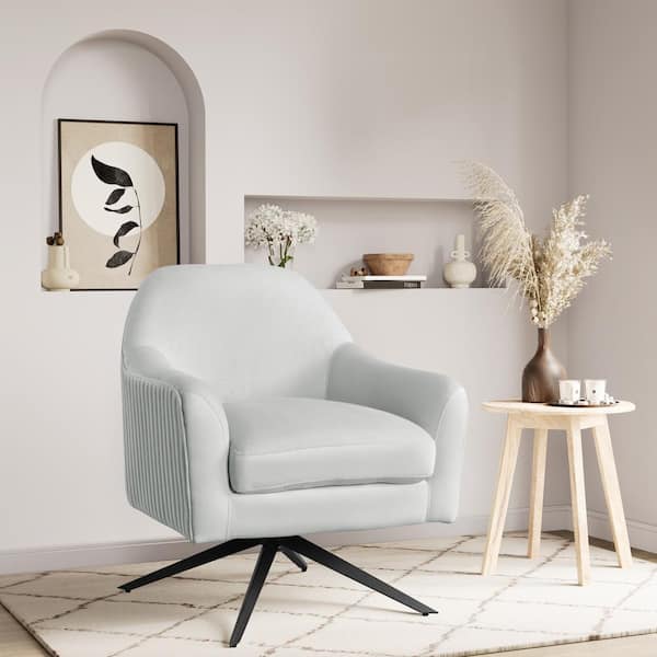 Lifestyle Solutions Fresno Light Grey Polyester Accent Chair with Swivel Base