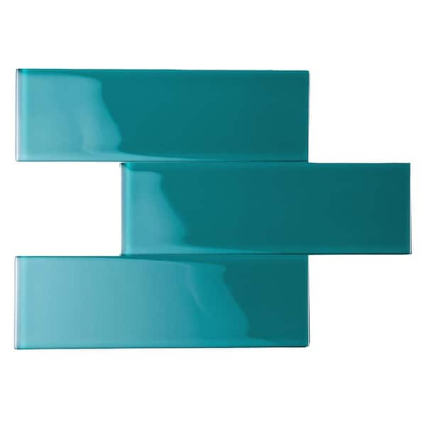 Giorbello Dark Teal 3 In X 9 In X 6mm Glass Subway Wall Tile 5 Sq Ft Case G3920 The Home