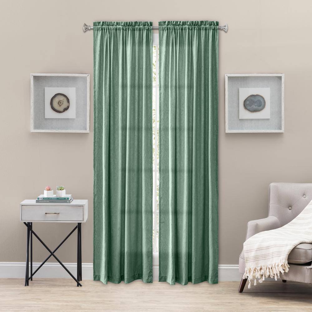 Ellis Curtain Portland 48 in. W x 84 in. L Crushed Taffeta Semi-Sheer  Window Panel in Spa 730462154163 - The Home Depot