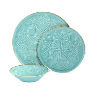Christina Seasons 3-Piece Turquoise Porcelain Dinnerware Place Setting (Serving Set for 1)