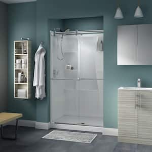 Contemporary 48 in. x 71 in. Frameless Sliding Shower Door in Chrome with 1/4 in. Tempered Clear Glass
