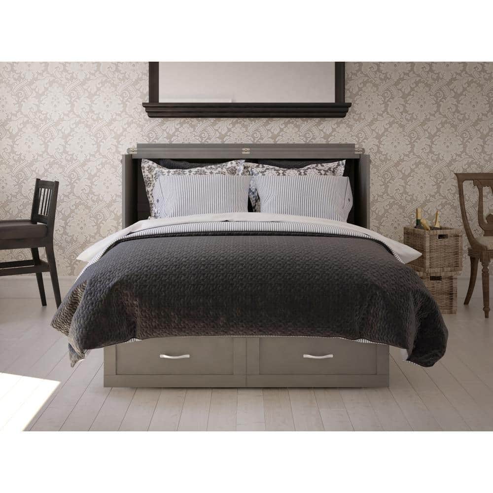 Espresso Queen Murphy Bed Chest with Single Drawer