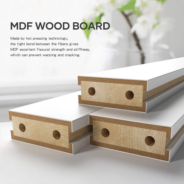 26 in. x 84 in. 5-Panel Solid MDF White Finished Interior Sliding Barn Door with Hardware Kit