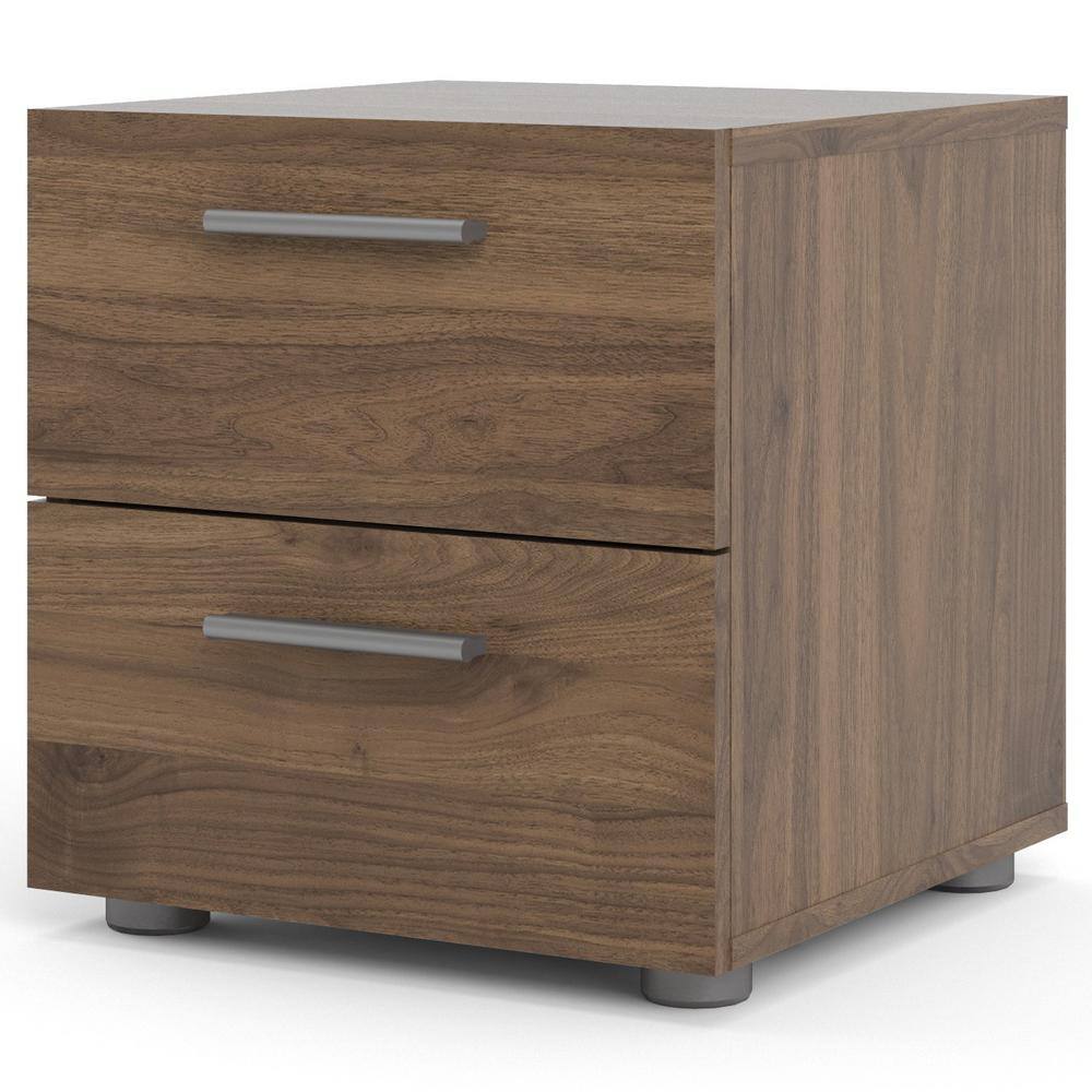 Loft-Style Chic 2-Drawer Nightstand in Walnut