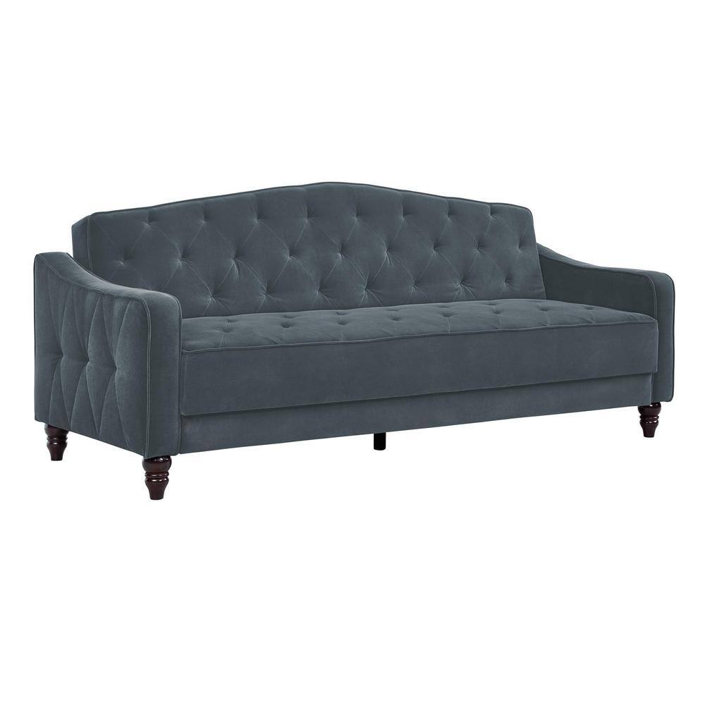 Novogratz Vintage Blue Velvet Tufted Sofa Sleeper II 2020657N - The ...