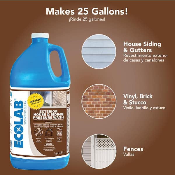1 Gal. Exterior House and Siding Pressure Wash Concentrate Cleaner; Removes Algae, Mold and Mildew (4-Pack)