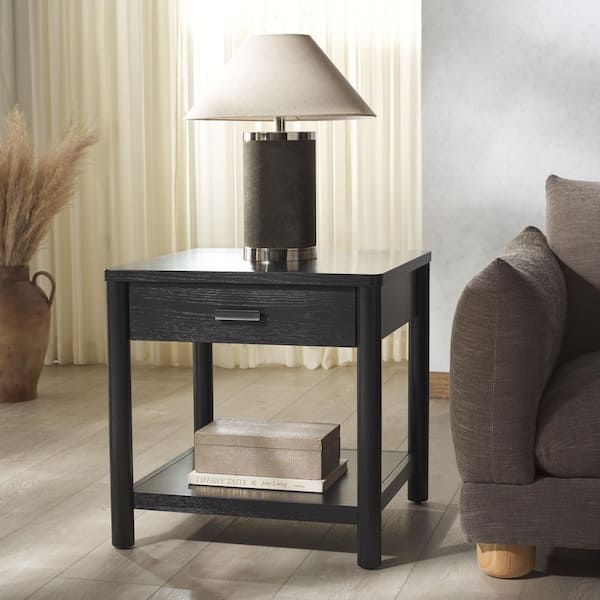 Jaylessa 23.9 in. Black Square Wood End Table