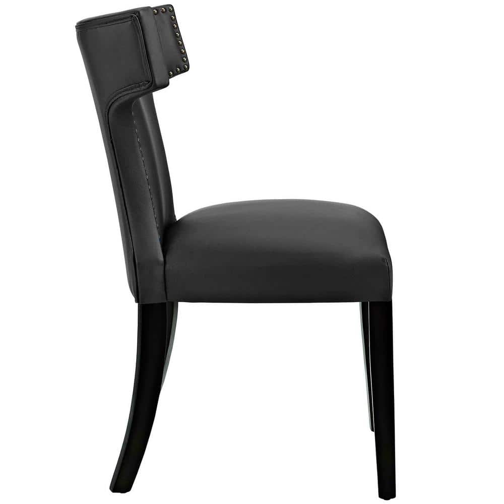 Black Faux Leather Upholstered Parsons Side Chair