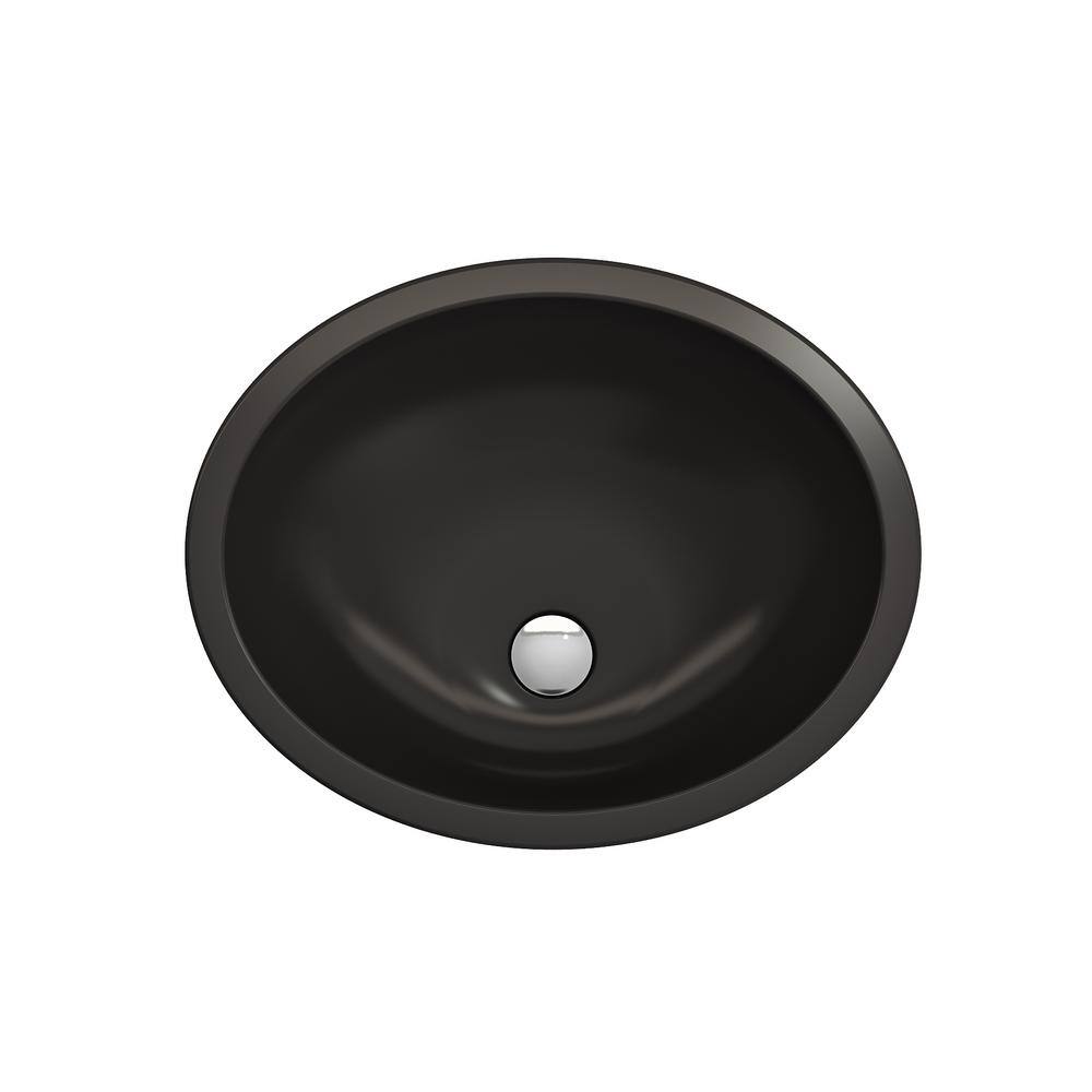 Matte Black Ceramic Round Undermount Bathroom Sink with Overflow