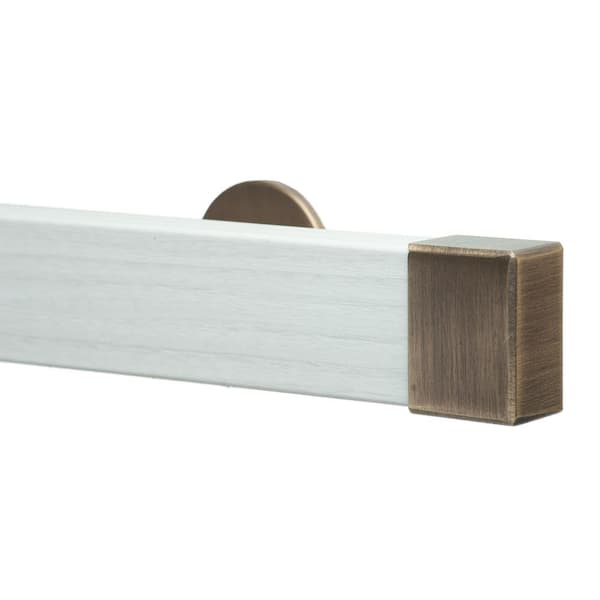 Art Decor Kontur Wood 48 in. Non-Adjustable Single Traverse Window Curtain Rod Set in Winter with Antique Endcap