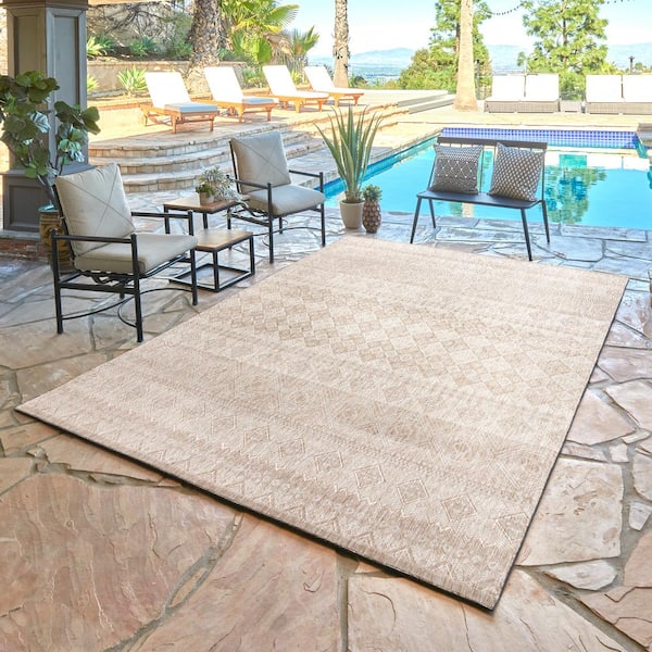 Tropea Darcy Beige 6 ft. x 9 ft. Global Indoor/Outdoor Area Rug