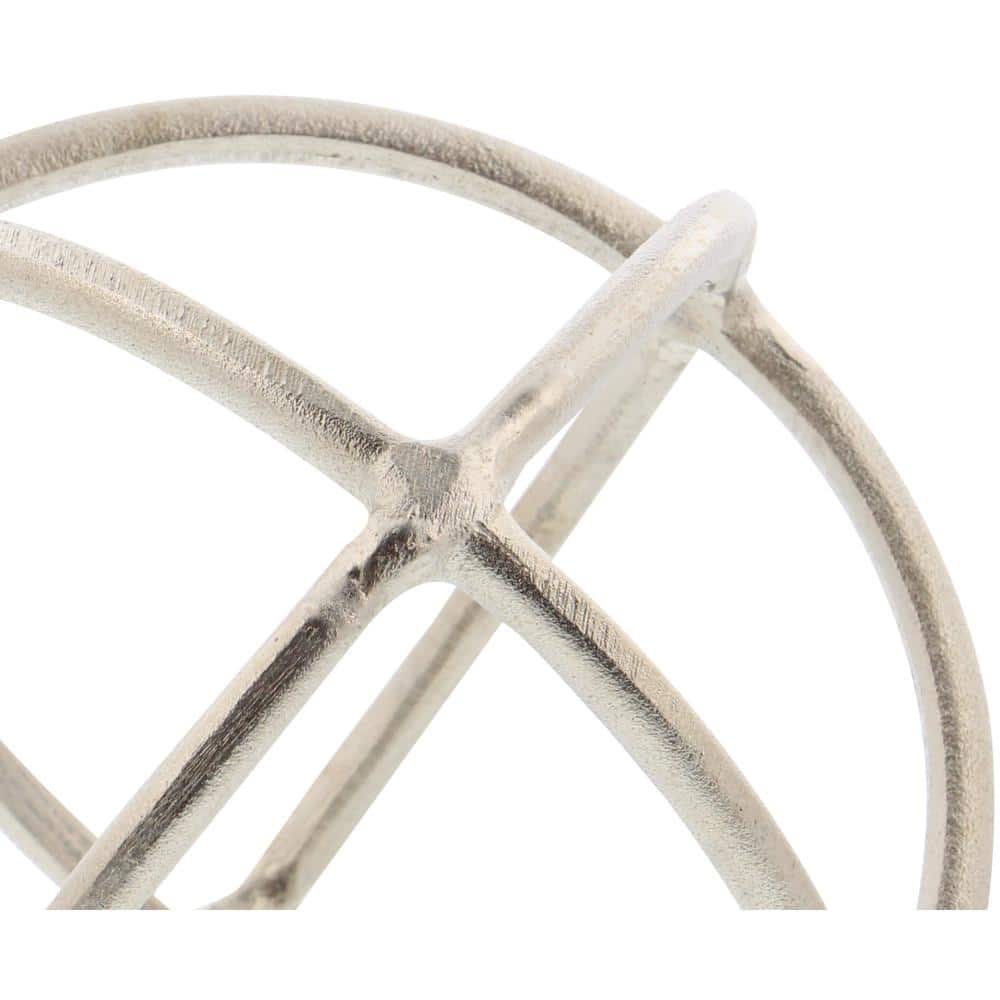 Sleek Silver Aluminum Geometric Orbs Set of 2 - Modern Elegance